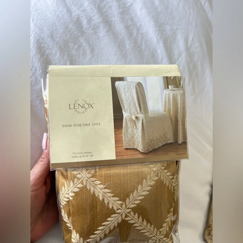 Lenox | Lot Of 3 | Gold Laurel Leaf Dining Room Chair Covers | Universal 42” NIP